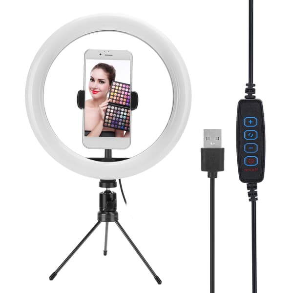 10 tommer USB-bordfyldlys LED-ringlys med trekantet beslag til live-udsendelse