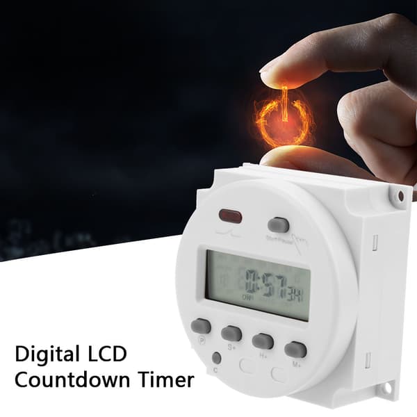 CN102A Digital LCD Elektronisk Timer Cyklus Nedtælling Tidsstyringsafbryder (220V)