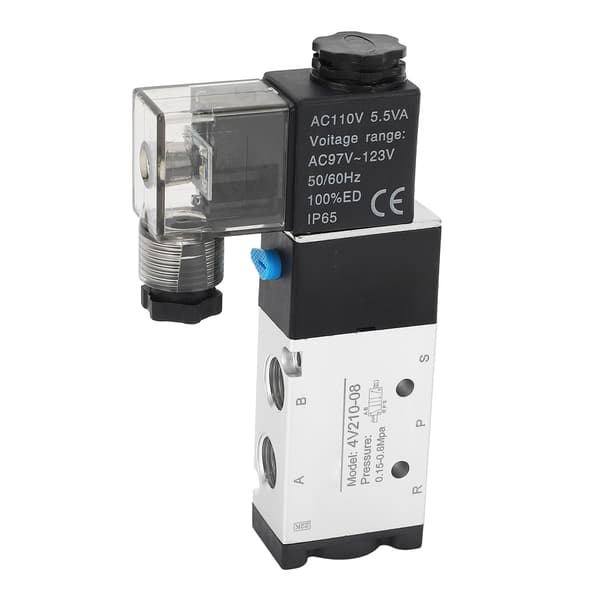 4V210-08 Elektrisk magnetventil 2 positioner 5-vägs cylinderkontroll backventil Pneumatisk luftventil AC110V