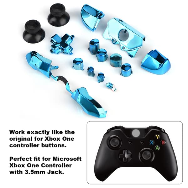 Komplet knapsæt Mod udskiftningsdel til Microsoft Xbox One Controller 3,5 mm Jack (blå)
