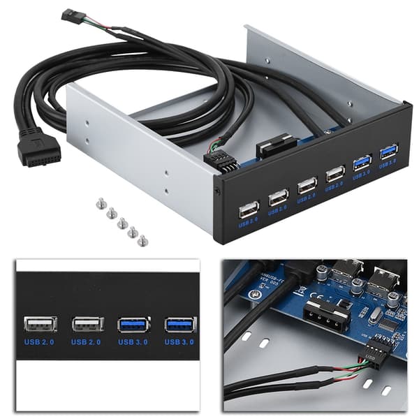 9PIn 19PIN til 2 * USB3.0 + 4 * USB2.0 6 Interface Metal Frontpanel USB Hub