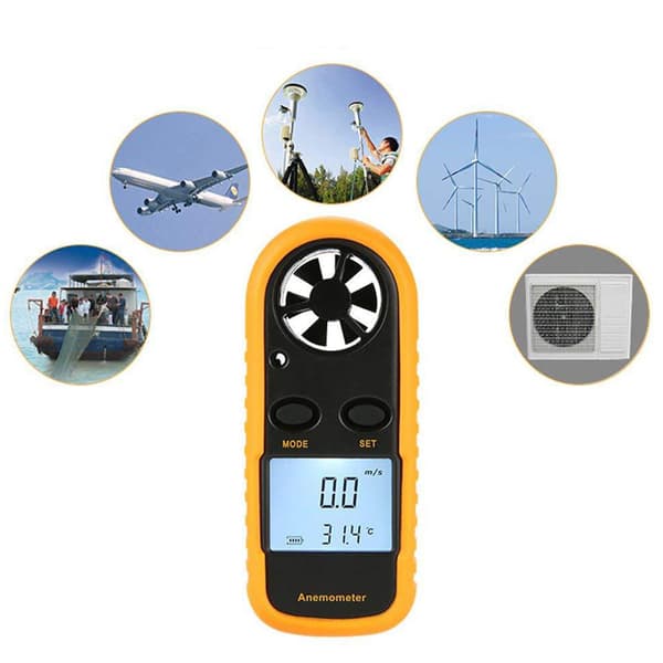 Digital Anemometer Termometer LCD-display Handhållen Vindhastighet Temperaturmätare 3V GM816