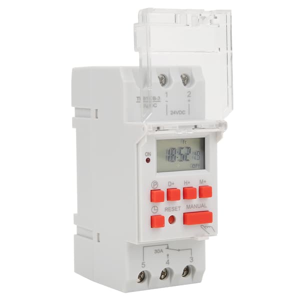 DC 24V 30A Ugentlig 12/24 timer Timerkontakt LCD Tænd/Sluk Kontrol Programmerbart Tidsrelæ