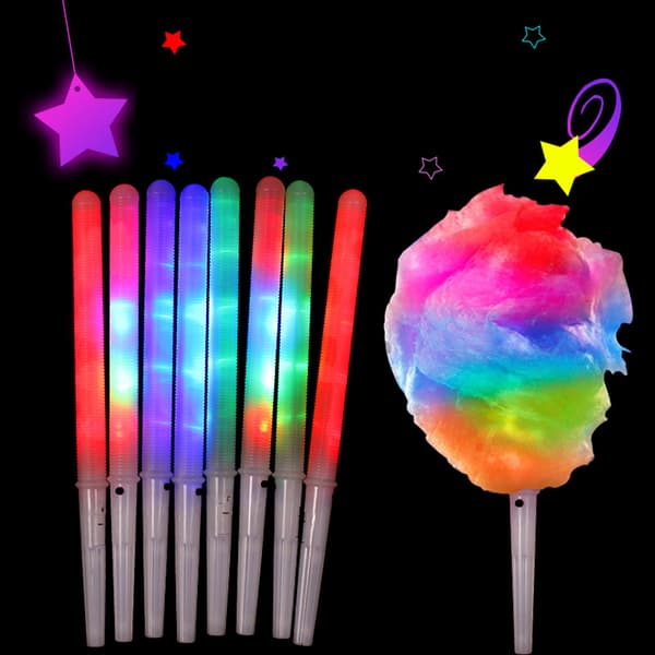 Glow Sticks för sockervaddsmaskin, LED-ljuspinnar, blå/rosa, 50-pack