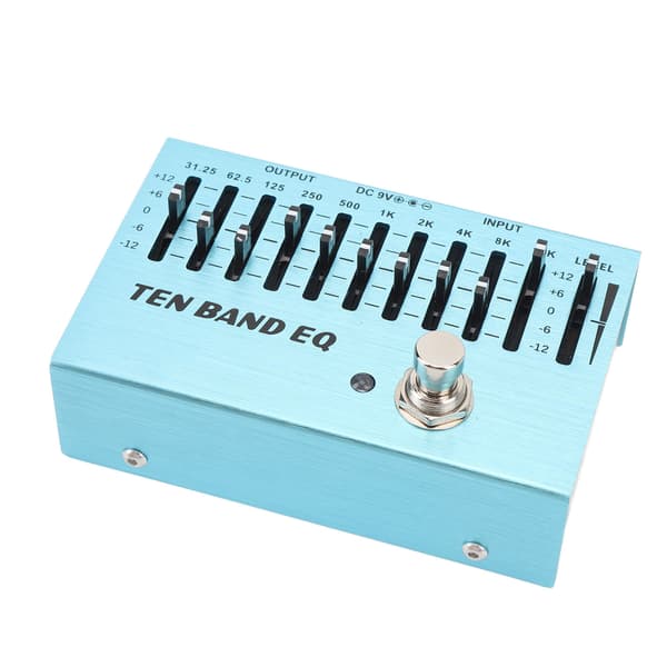 10-bands EQ Enkelblock Gitarr Bas Mini Equalizer Effektpedal med True Bypass Aluminiumkropp Bandkontroll DC9V