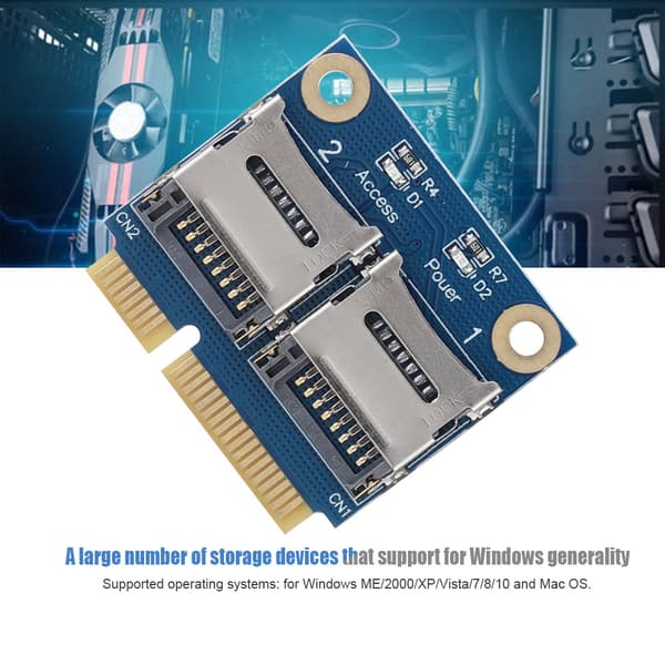 Mini PCIe til dobbelt Micro Secure Digital Hukommelseskort Adapterkort Konverter Forlængerkort