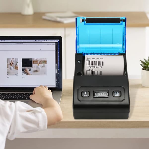Bærbar termisk printer Multifunktionel Bluetooth 4.0 58 mm mini termisk kvitteringsprinter til butiksrestaurantvirksomhed EU-stik