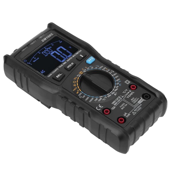 DM100C Digital Tangamperemeter True RMS 10A/999.9V Tester til Elektrikere