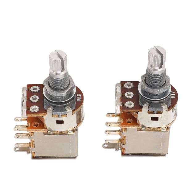 2 st gitarrpotentiometer A1M B1M kombination 18 mm räfflad axel elbaspotar för volym- och tonkontroll
