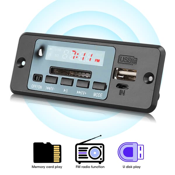 5V MP3 Audio Decoder Modul USB FM Radio MP3 Afkodningskort Musikafspiller med Strømforstærker Sort