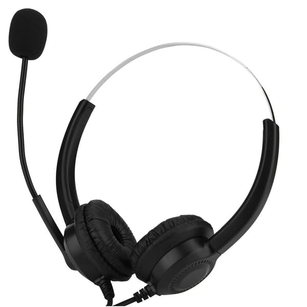 USB-headset til callcenter med støjreduktion og mute-funktion