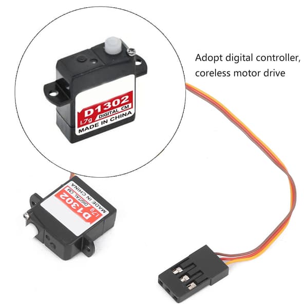 D1302 Micro Mini Digital Servo Reservdelstillbehör för flygplansmodell med fast vinge JR-kontakt