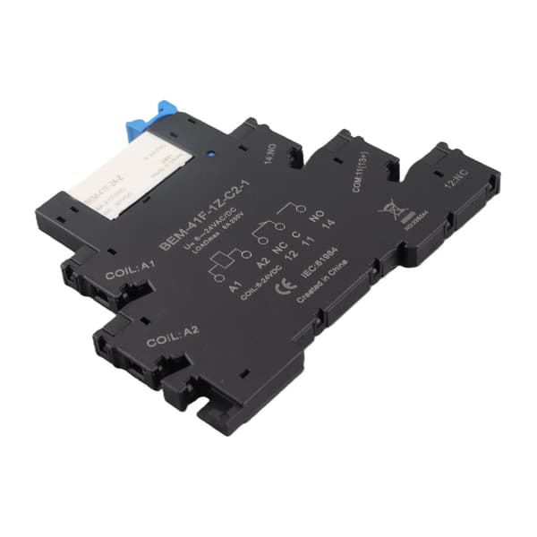 DC-styret AC ultratyndt solid state-relæ, DIN-skinne SPDT 6A 6-24V spole, kompakt modul