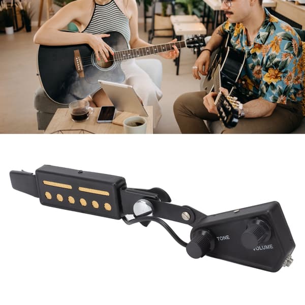 Ljudhålsmikrofon Volym Tonkontroll 6-håls Gitarrpickup för Akustisk Elgitarr Svart