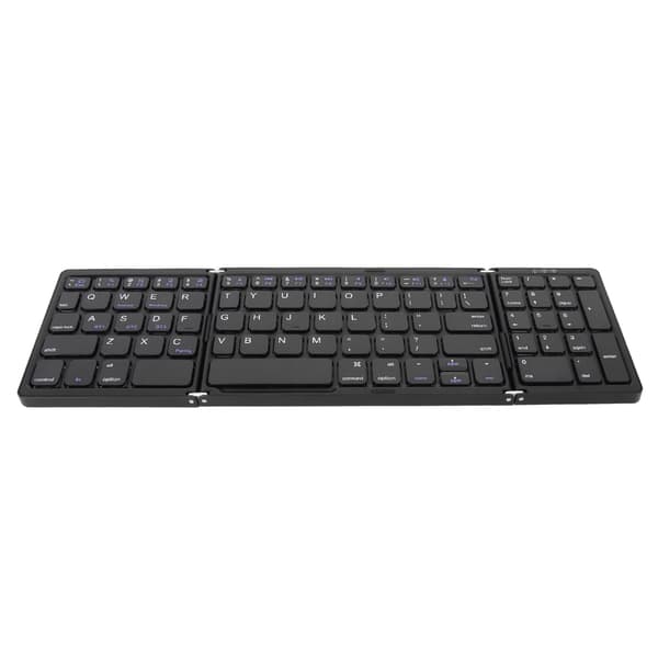 Bluetooth-tastatur Tredobbelt fold Flere enhedsforbindelser Trådløst tastatur til bærbar computer tablet telefon sort