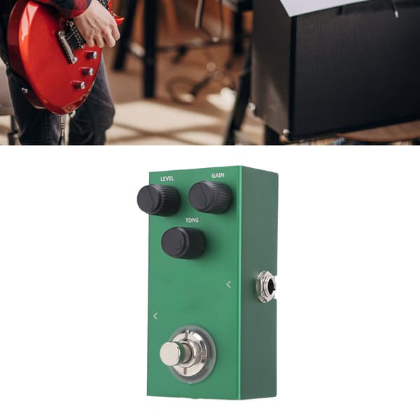 Gitarr Overdrive Effektpedal Mini Aluminiumlegering med Drive Level Tone Kontrollrattar för Elbas