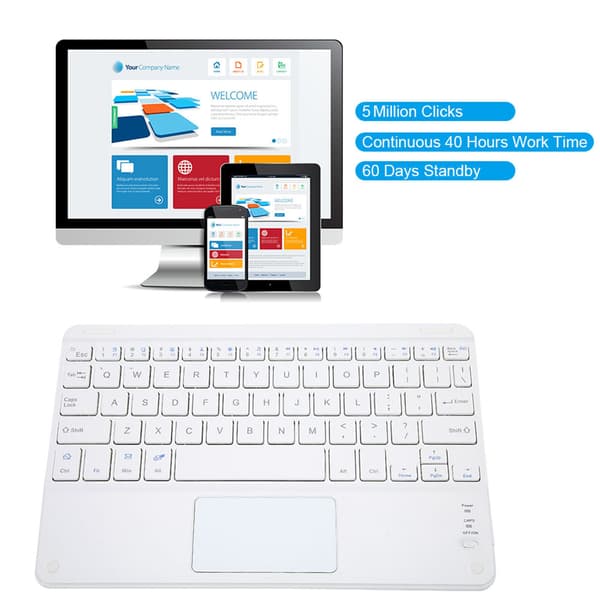 Bærbart 9-tommer Bluetooth Touchpad-tastatur med saksefødder, ultratyndt Bluetooth-tastatur