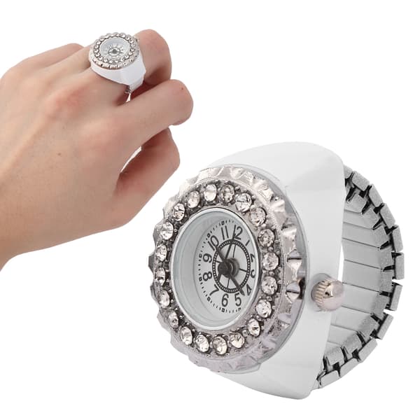 Damkristall strass ringklocka - kvarts vit, elegant smyckesur