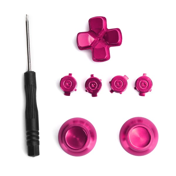 Metallknapp Tumstick Simulerar Grepp för PS4 Gamepad Controller Joystick Ersättning Rosröd
