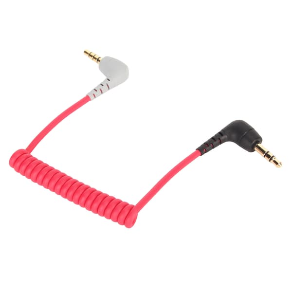 3,5 mm til 3,5 mm TRRS-kabel Han til Han Spiralkabel Retvinklet 3,5 mm Mikrofon Patchkabel til Telefon Tablet til Rode SC7