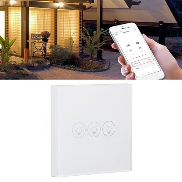 WiFi Touch Lyskontakt Stemmestyring Dæmpbar Smart Væg Touch Kontakt med Timer til Tuya 90‑250V