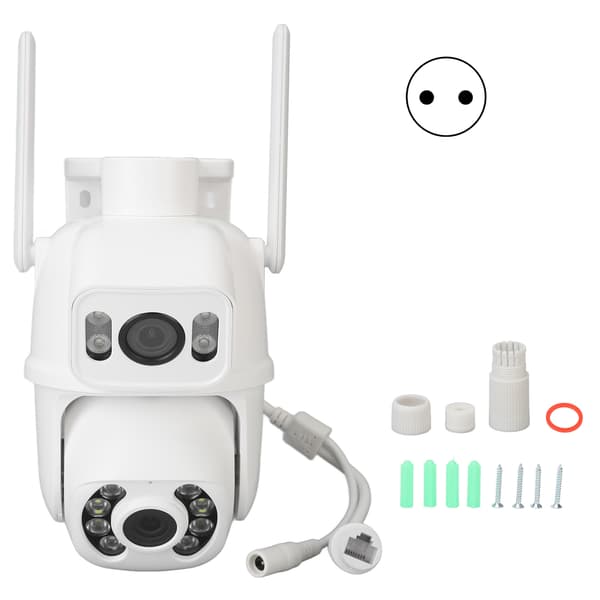 Säkerhetskamera WiFi Dubbla Linser 6MP Mörkerseende HD 110‑240V Rörelsedetektering för Hem Utomhus EU-kontakt