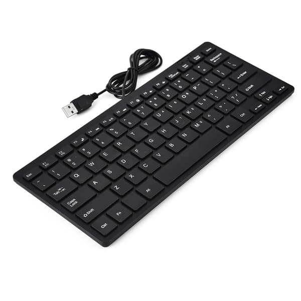78 Taster Ultra Tyndt Mini USB Kablet Tastatur til Stationær Computer Bærbar PC (Sort)