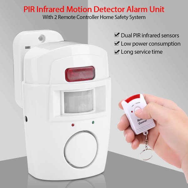 PIR Infraröd Rörelsesensor Larmkit med 2 Fjärrkontroller för Hemsäkerhet