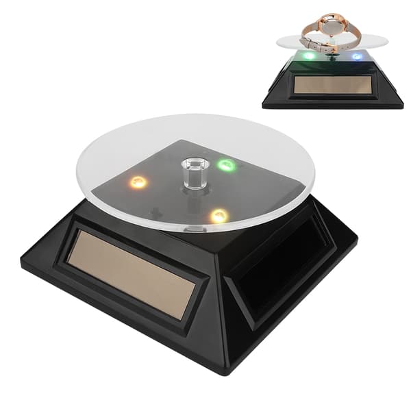 Roterende Solar LED Smykke Ur Telefon Display Stand til Makeup