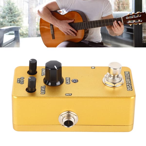 Elgitarr Effektpedal Enkel Block Mini Modulationsförstärkarsimulering Pedal Golden Distortion