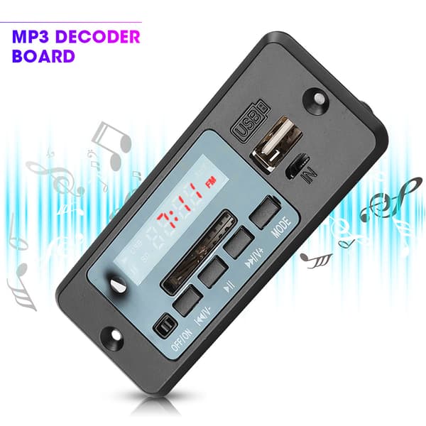 5V MP3 Audio Decoder Modul USB FM Radio MP3 Afkodningskort Musikafspiller med Strømforstærker Sort