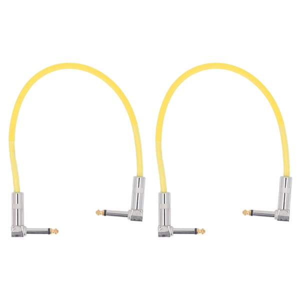 2ST 12 tums gitarrjumper 1/4 tums plugg gitarr effektpedalkabel ren koppar musikinstrumentkablar gul