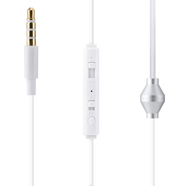 In-ear headset med luftrør og mikrofon til iOS og Android, hvid