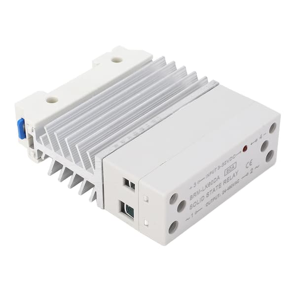60A DC til AC Solid State Relæ, 35mm DIN-skinne Montering, Enfaset SSR med Køleplade, 3-32VDC Ind, 24-480VAC Ud