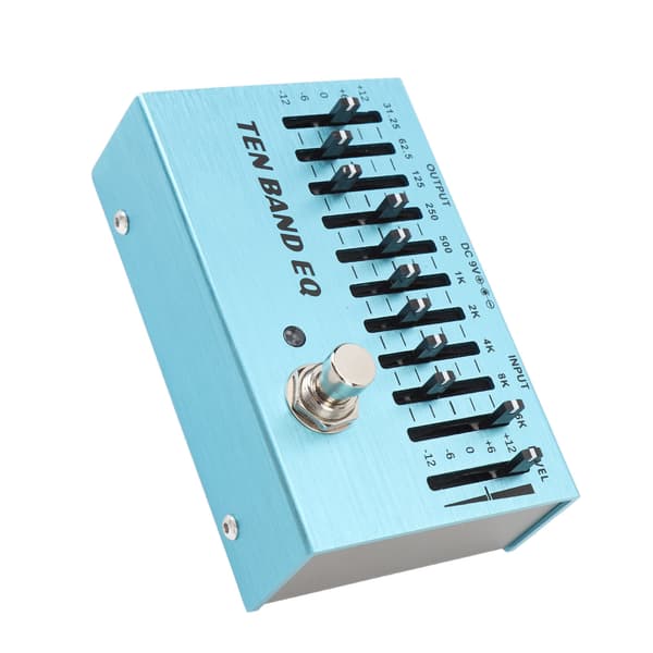 10-bands EQ Enkelblock Gitarr Bas Mini Equalizer Effektpedal med True Bypass Aluminiumkropp Bandkontroll DC9V