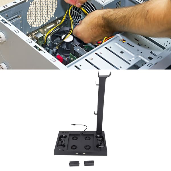 Til Xbox Series X-konsol kølestativ Multifunktionel køleventilatorbase med headsetbeslag batteriadapter