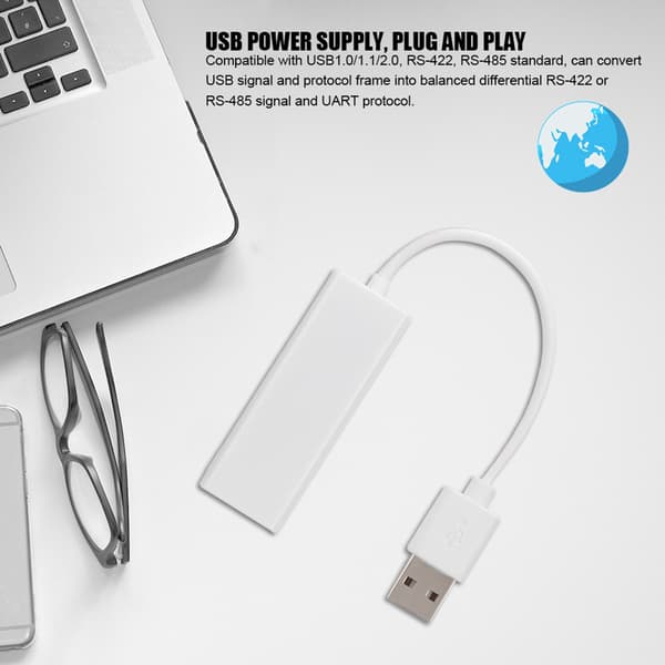 Industriel USB til RS485/422 Portkonverter RJ45-interface USB til 485-adapter (hvid)
