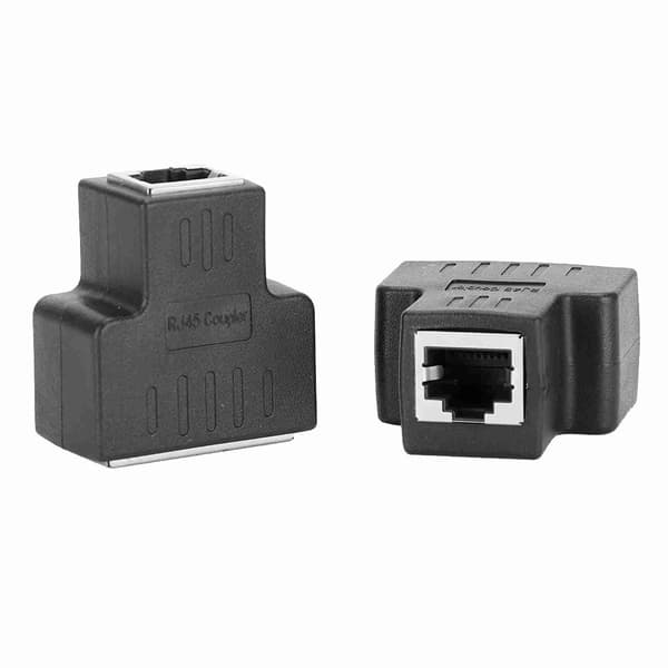 2 stk. Ethernet-kabeladapter 1-ind 2-ud RJ45 hun-interface LAN-stik kabeludvider splitter til internetkabel