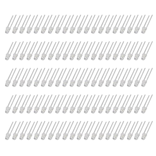 100-pak 5 mm LED assorterede farver, 3V Mini lysdiode-sæt til elektronikprojekter
