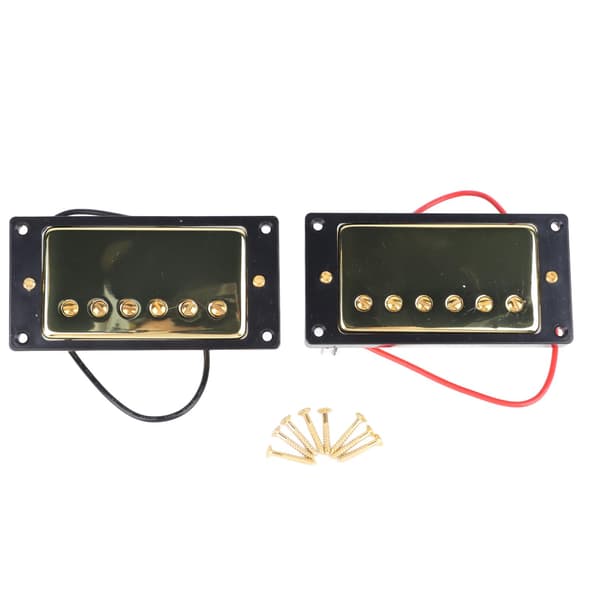 Elgitarr Pickup Metall Dubbelspole för LP Svart Ram Pickup Gitarrdelar Ersättning Guld
