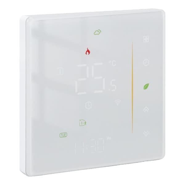 Smart termostat til hjemmet, programmerbar app-stemmestyring, elektrisk gulvvarme, temperaturregulator til ZigBee AC 95‑240V Hvid
