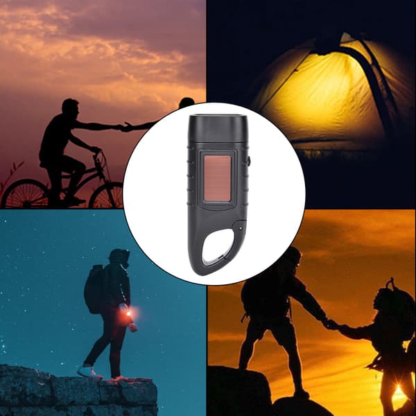 AT5503 ABS Plast Sol Håndsving Lommelygte Nød LED Bærbar Lygte til Klatring Camping Sort