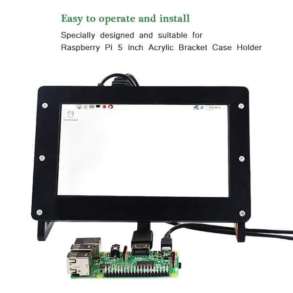 5 tommer akrylbeslag etuiholder LCD-skærm til Raspberry Pi sort