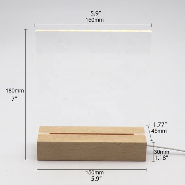 Desktop Lysende Memo Note Board Plug In LED Lampe Base DIY Graffiti Akryl Besked Natlys