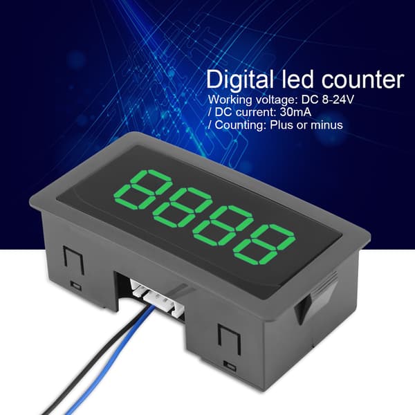 DC LED Digital Display 4-siffrig 0-9999 Upp/Ner Plus/Minus Panelräknare Grön