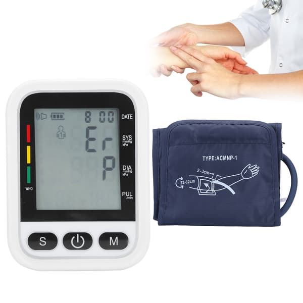 Automatisk Digital Blodtryksmåler Sphygmomanometer Tonometer til Måling af Overarm Sort og Hvid
