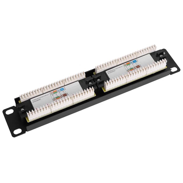 12-ports CAT6 RJ45 UTP Ethernet Patch Panel, 19-tommer Rackmontering, Ingen Beslag, Netværksdatahub