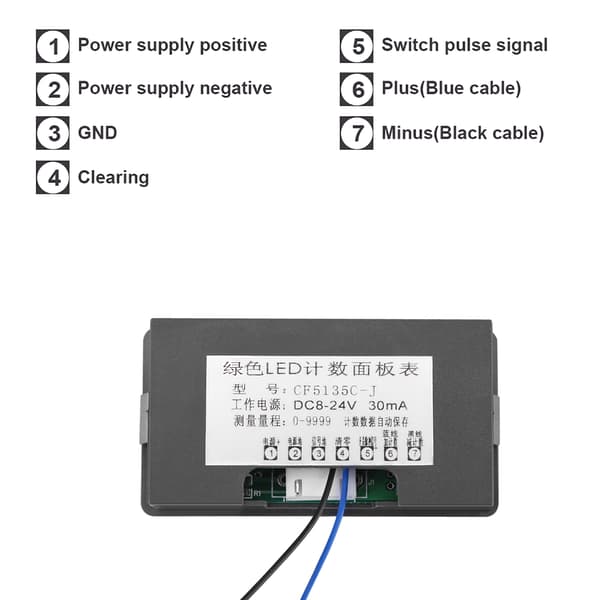 DC LED Digital Display 4-siffrig 0-9999 Upp/Ner Plus/Minus Panelräknare Grön