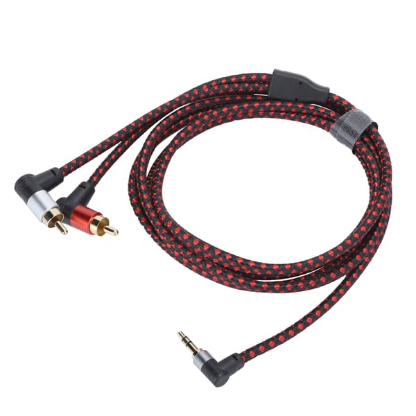 90° 3,5 mm hanstik til 2RCA han-lydkabel ABS stereomikrofonkabel til DVD-højttaler 2m