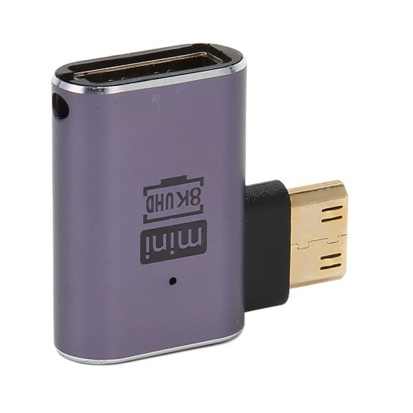 Mini HD til HD-adapter retvinklet 8K 60Hz 48Gbps LED-indikator Mini HD til HD-konverter til bærbar computer kamera tablet